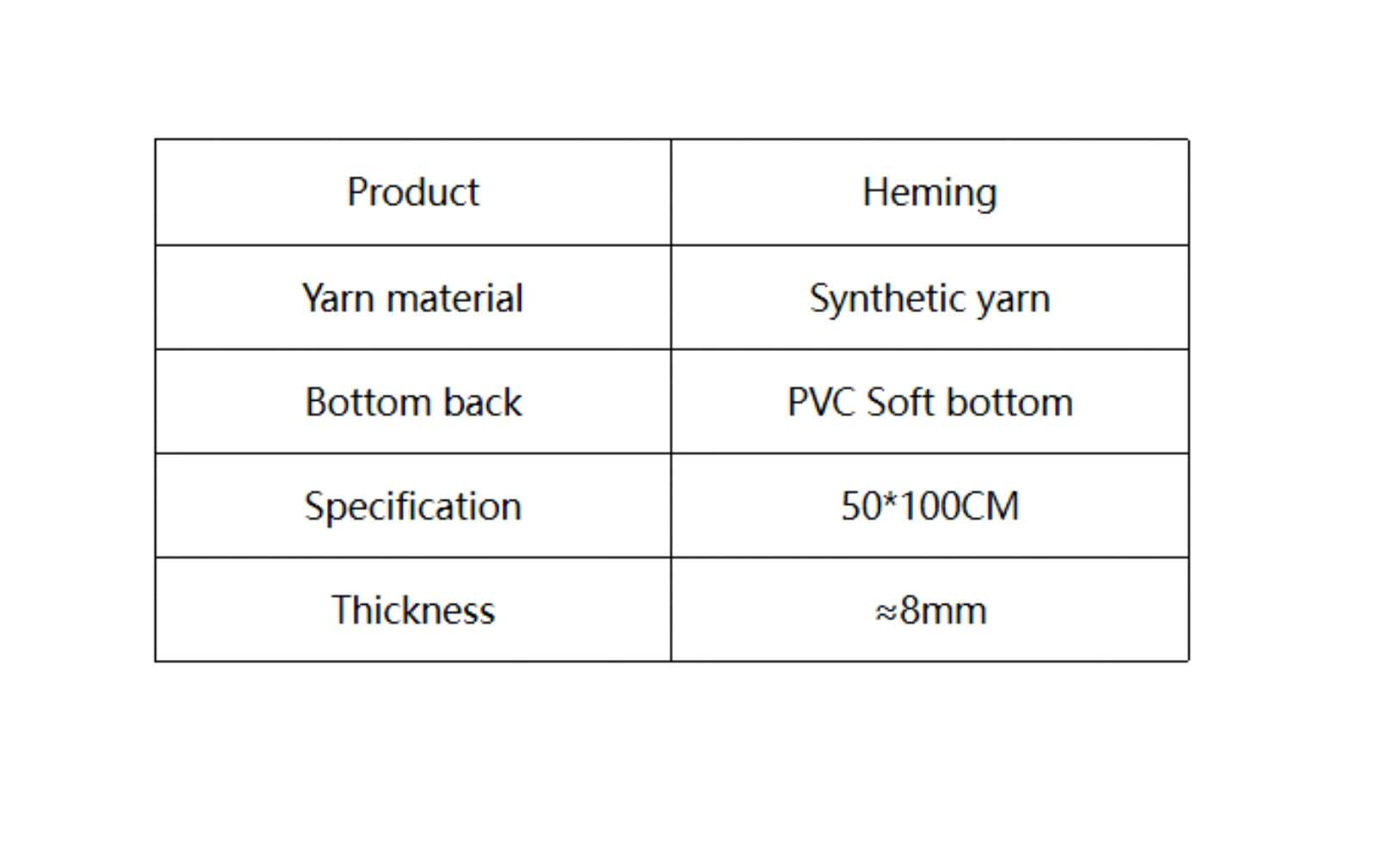 HEMING carpet tile specification diagram with dimensions