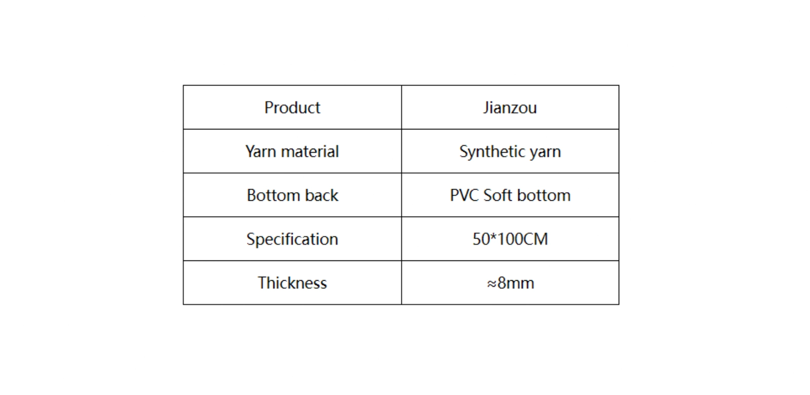 JIANZOU carpet tile specification diagram with dimensions