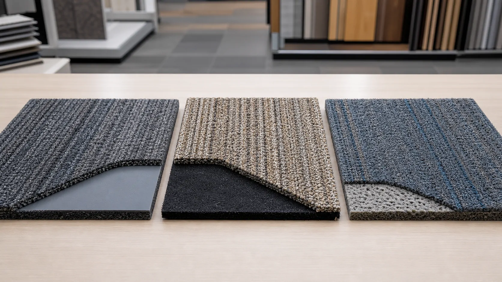 PVC bitumen and cushion carpet tile backing types