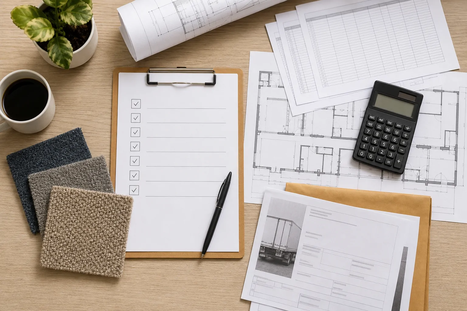 Commercial carpet procurement checklist with samples floor plan and project documents