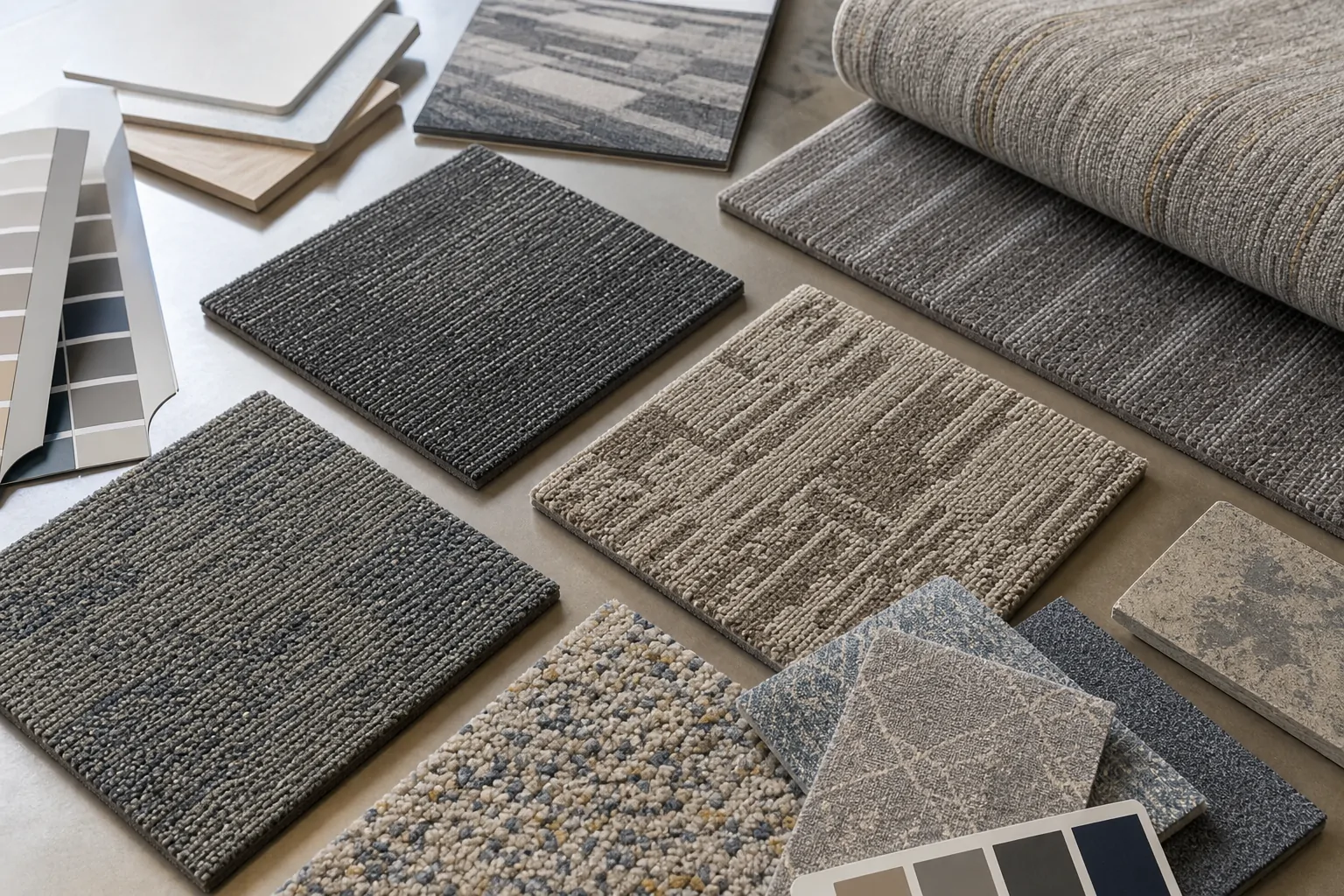 Commercial carpet tiles and custom carpet samples for B2B project selection