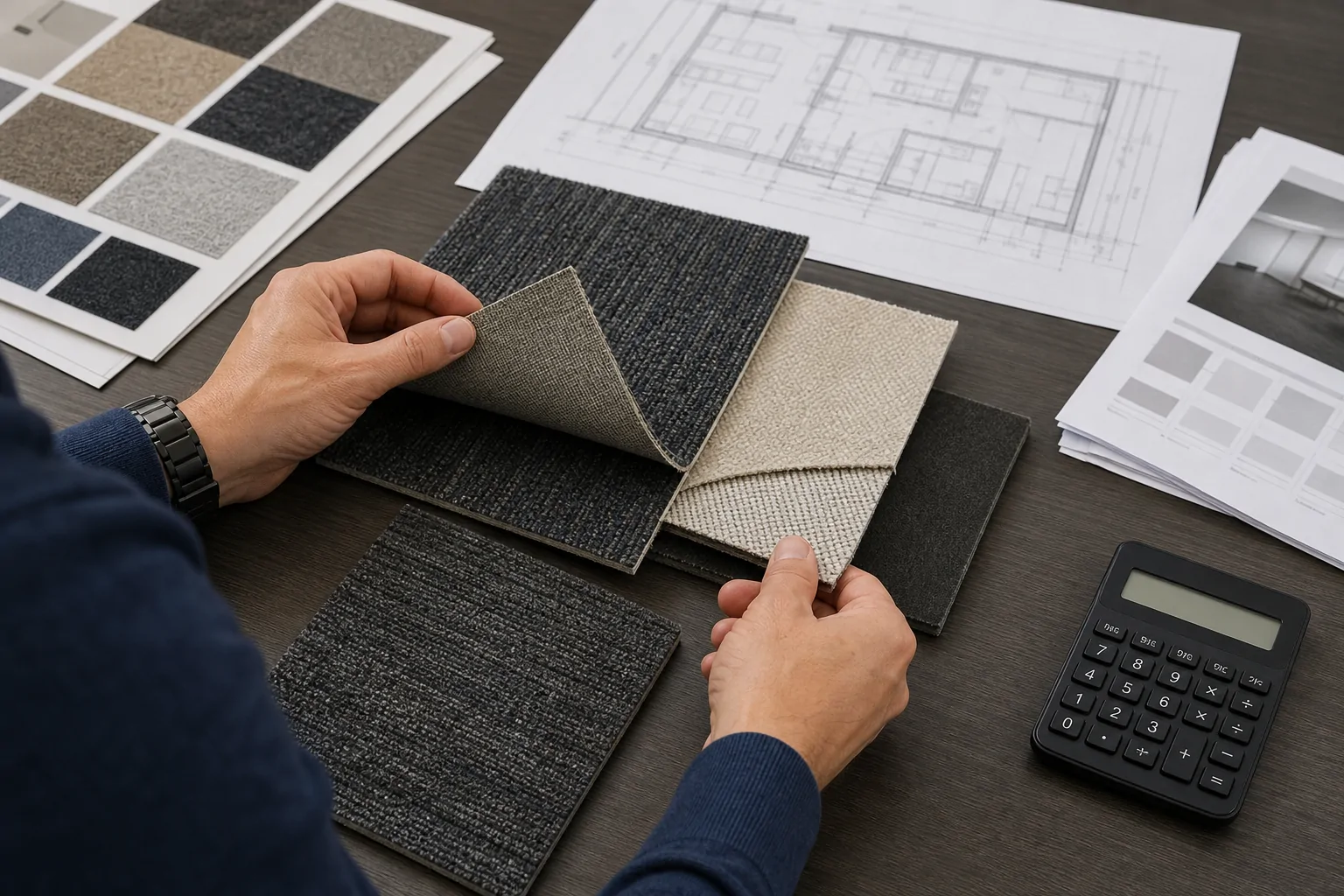 Commercial carpet tile backing selection for an office project