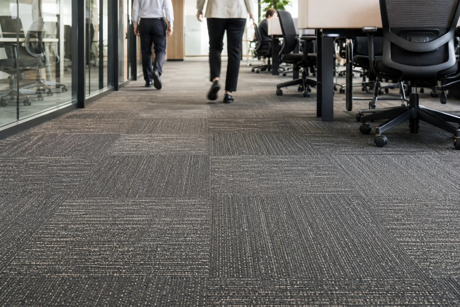 Commercial carpet tiles for high traffic office areas