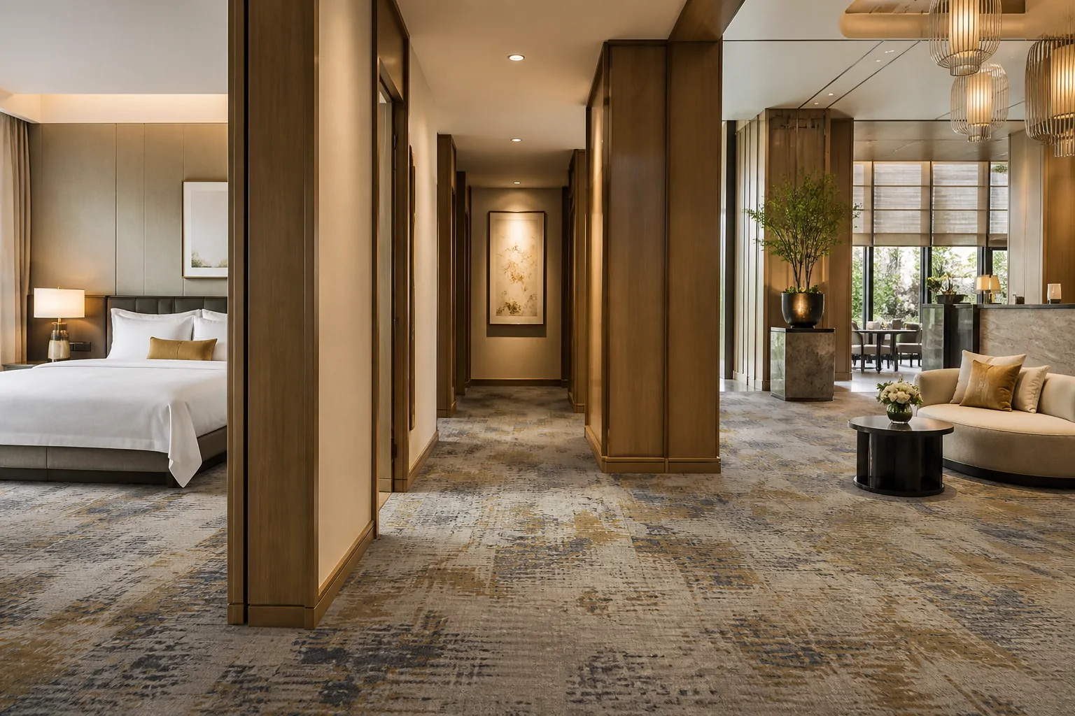 Hotel carpet for guest rooms corridors and lobbies