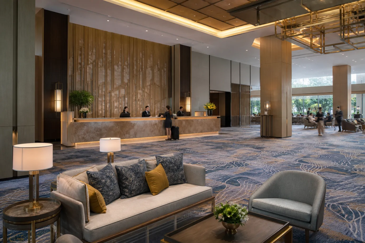 Hotel lobby carpet for high traffic hospitality spaces